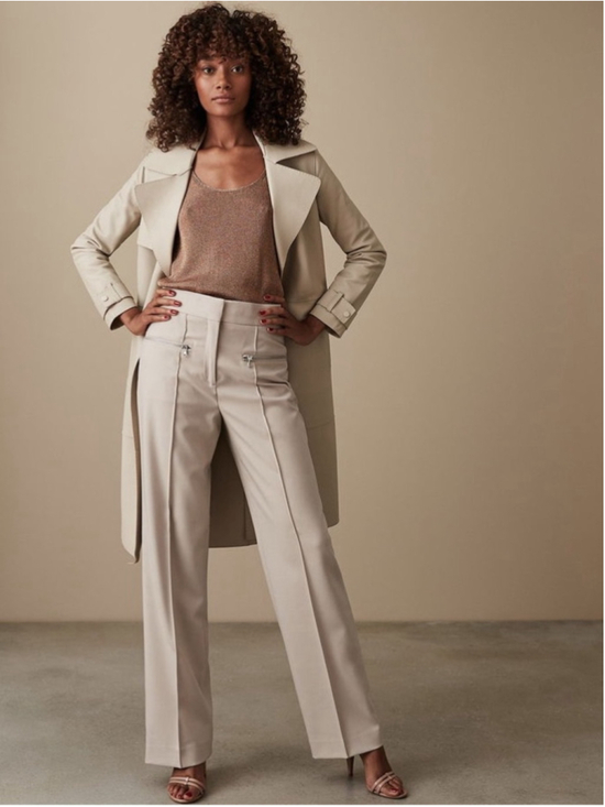 Reiss Pants - Reiss Miller Wide Leg Trousers wool blend pants neutral minimalist luxury sz 6